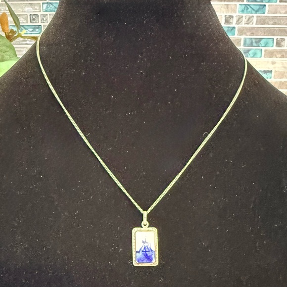 Vintage Jewelry - Beautiful vintage Delft Blue Windmill tile pendant necklace